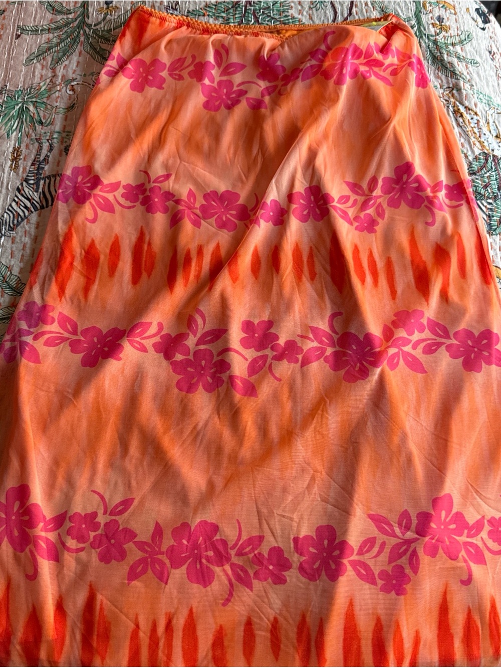 UNIF Orange Floral Hawaiian Skirt